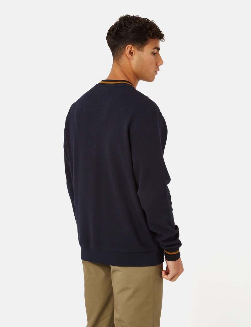 Fred Perry Tipped Pique Texture Cardigan - Navy Blue | Garmentory