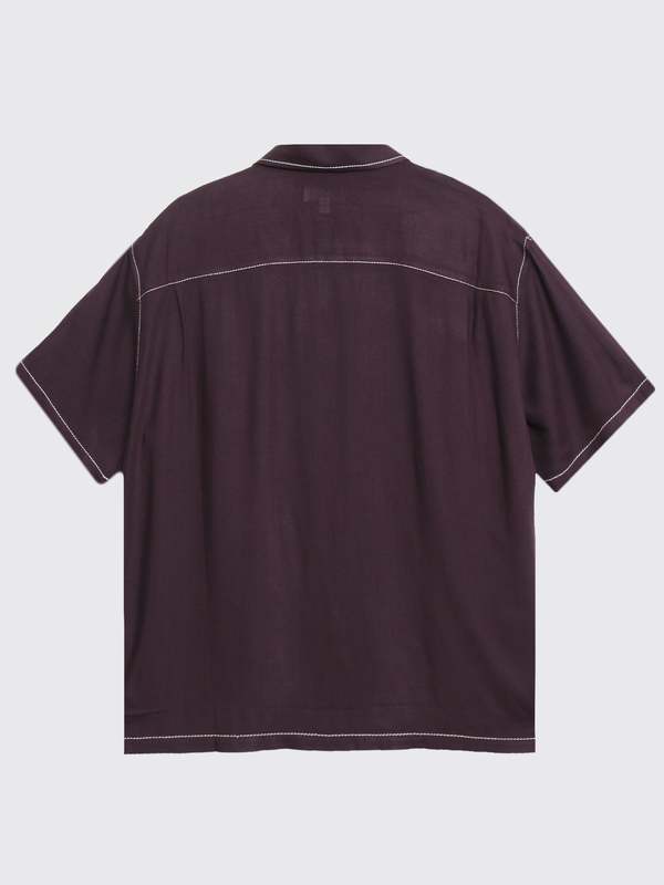 Stussy Contrast Pick Stitched Shirt - Plum | Garmentory