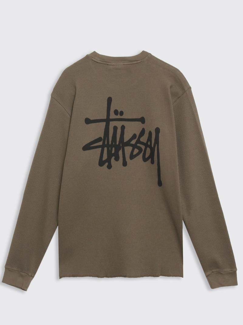 トップス Stussy GARMENT DYED LS THERMAL Garment Dyed Ls Thermal in brown – Stüssy UK