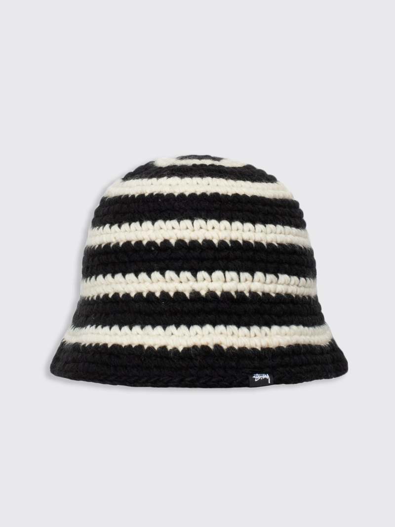 帽子 Stussy Swirl Knit Bucket Hat Black Stussy - BLACK SWIRLY S KNIT BUCKET HAT – LE LABO STORE