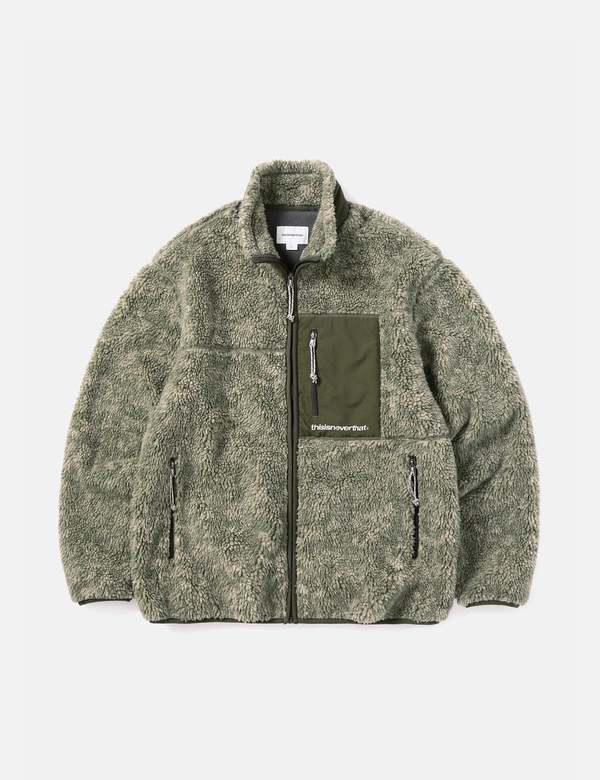 Thisisneverthat SP Sherpa Fleece Jacket - Olive Green | Garmentory
