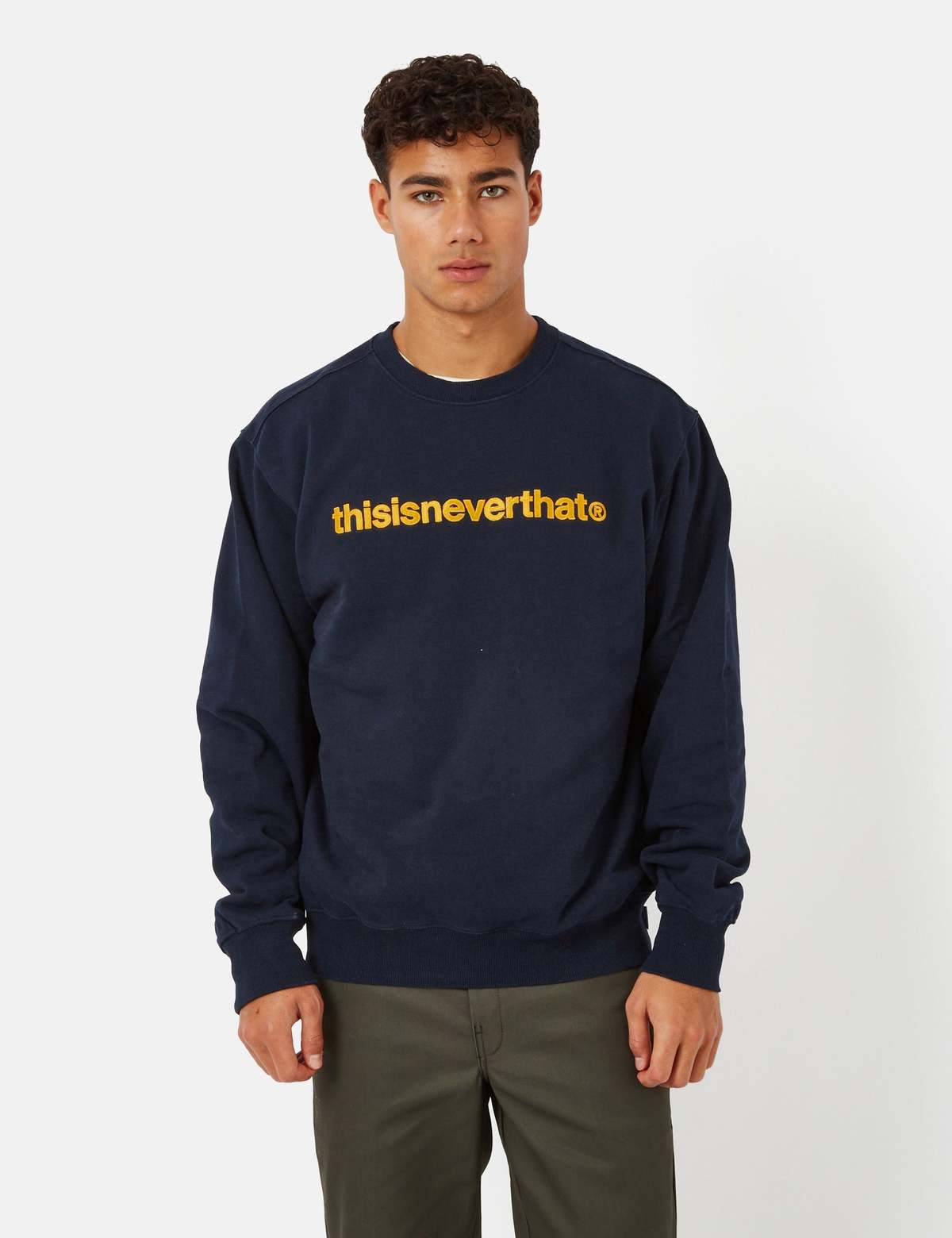 Thisisneverthat T-Logo Crewneck Sweatshirt - Navy Blue | Garmentory