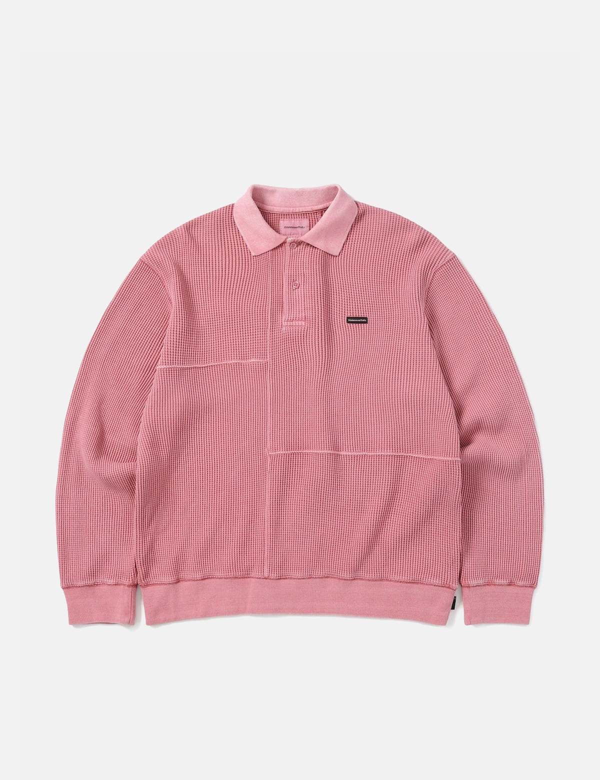 【used】thisisneverthat Waffle Polo M Thisisneverthat Waffle Long Sleeve Polo Shirt - Pink