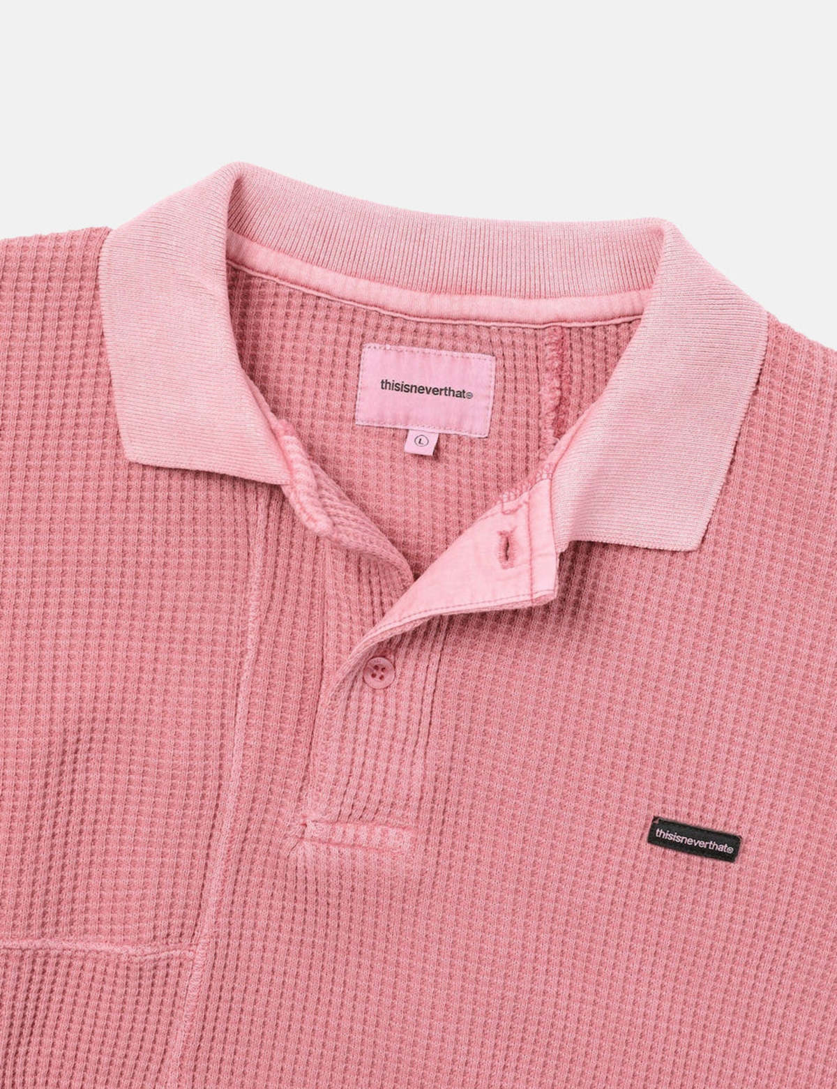 Thisisneverthat Waffle Long Sleeve Polo Shirt - Pink