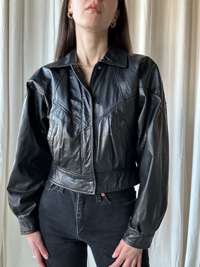 Crop Moto Jacket Jet Black Garmentory