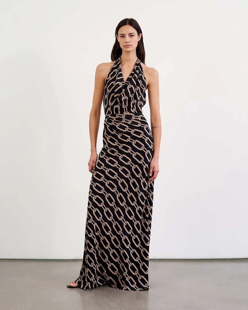 Nili Lotan Alba Halterneck Dress | Garmentory