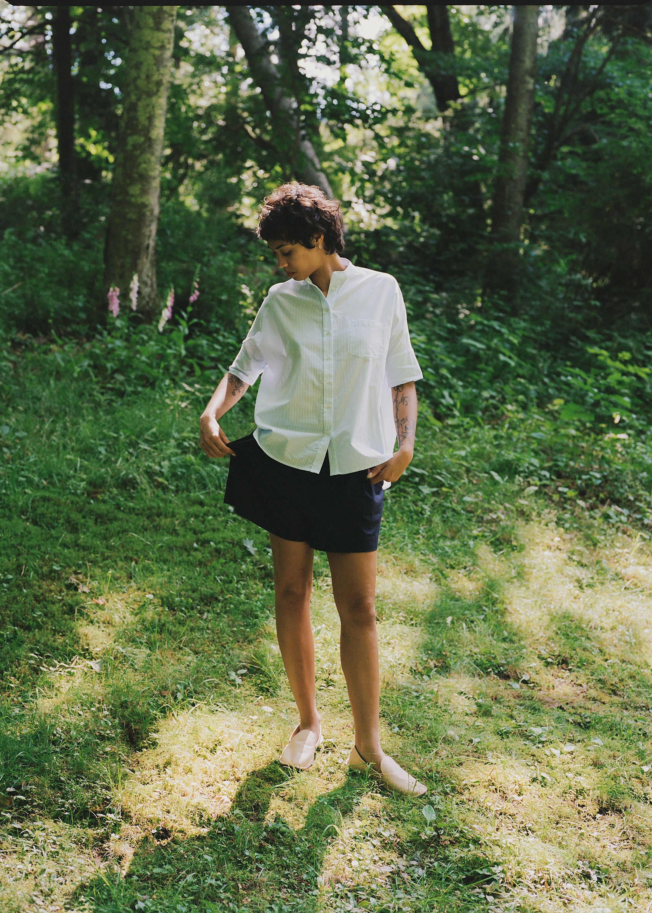 <Steven Alan> BAGGY EASY SHORT PANTS Steven Alan Easy Short - Midnight Poplin | Garmentory
