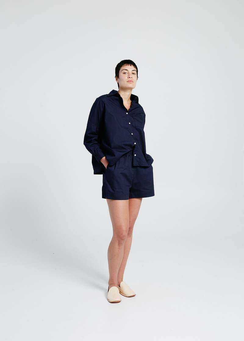<Steven Alan> BAGGY EASY SHORT PANTS Steven Alan Easy Short - Midnight Poplin | Garmentory