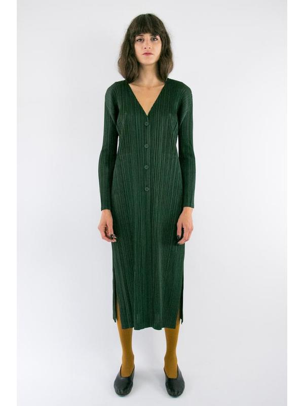 Issey Miyake Button Up Long Sleeve Cardigan - Dark Green | Garmentory