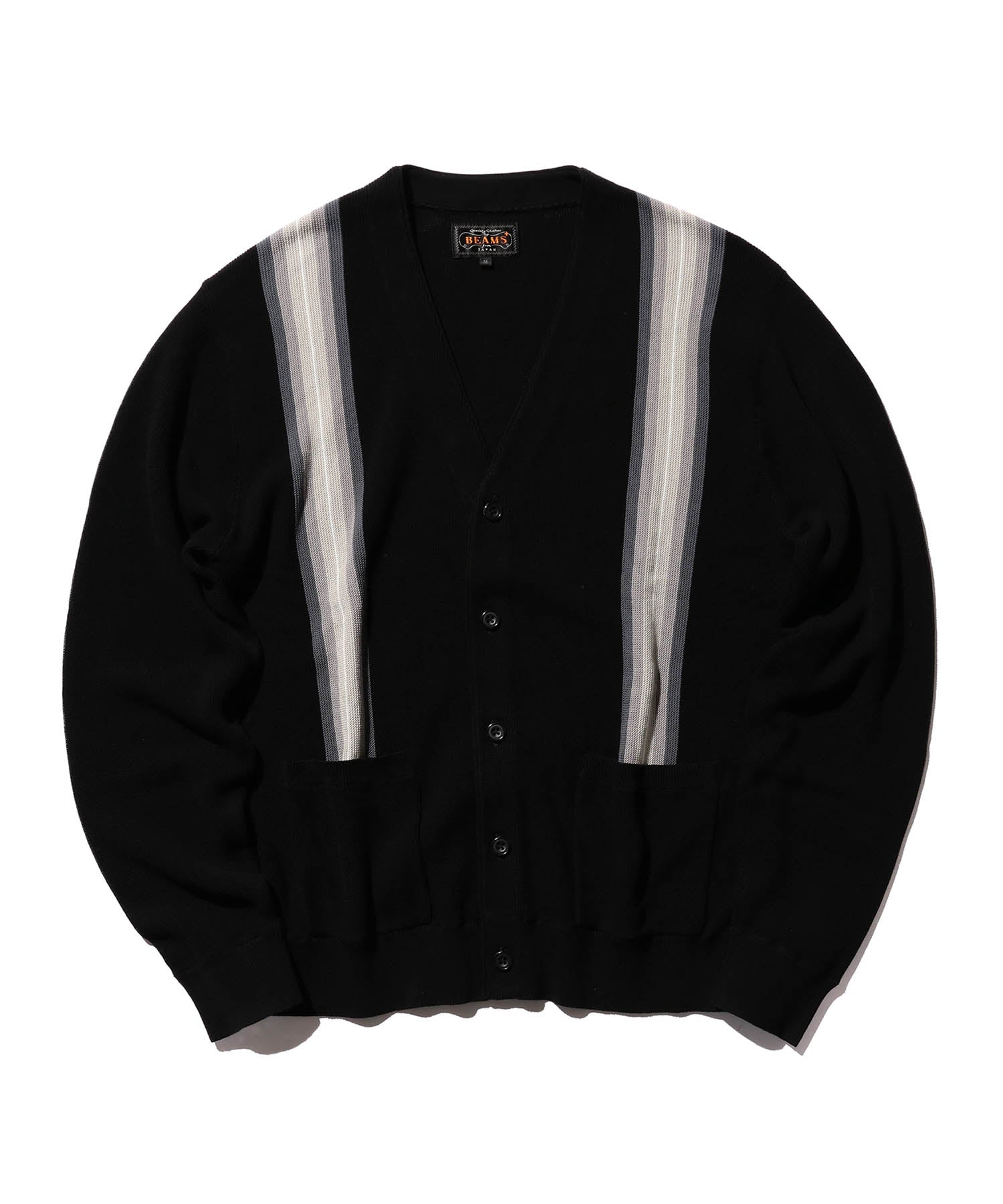 Beams Plus Cardigan - Stripe Jacquard/Black | Garmentory
