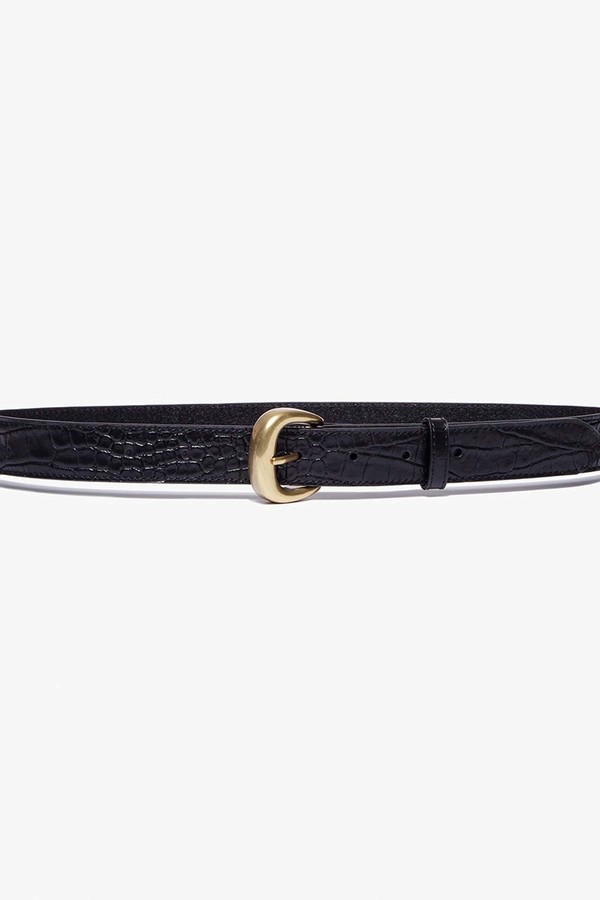 Frame Timeless Buckle Belt - Noir Croc/Gold Hardware  display picture 2