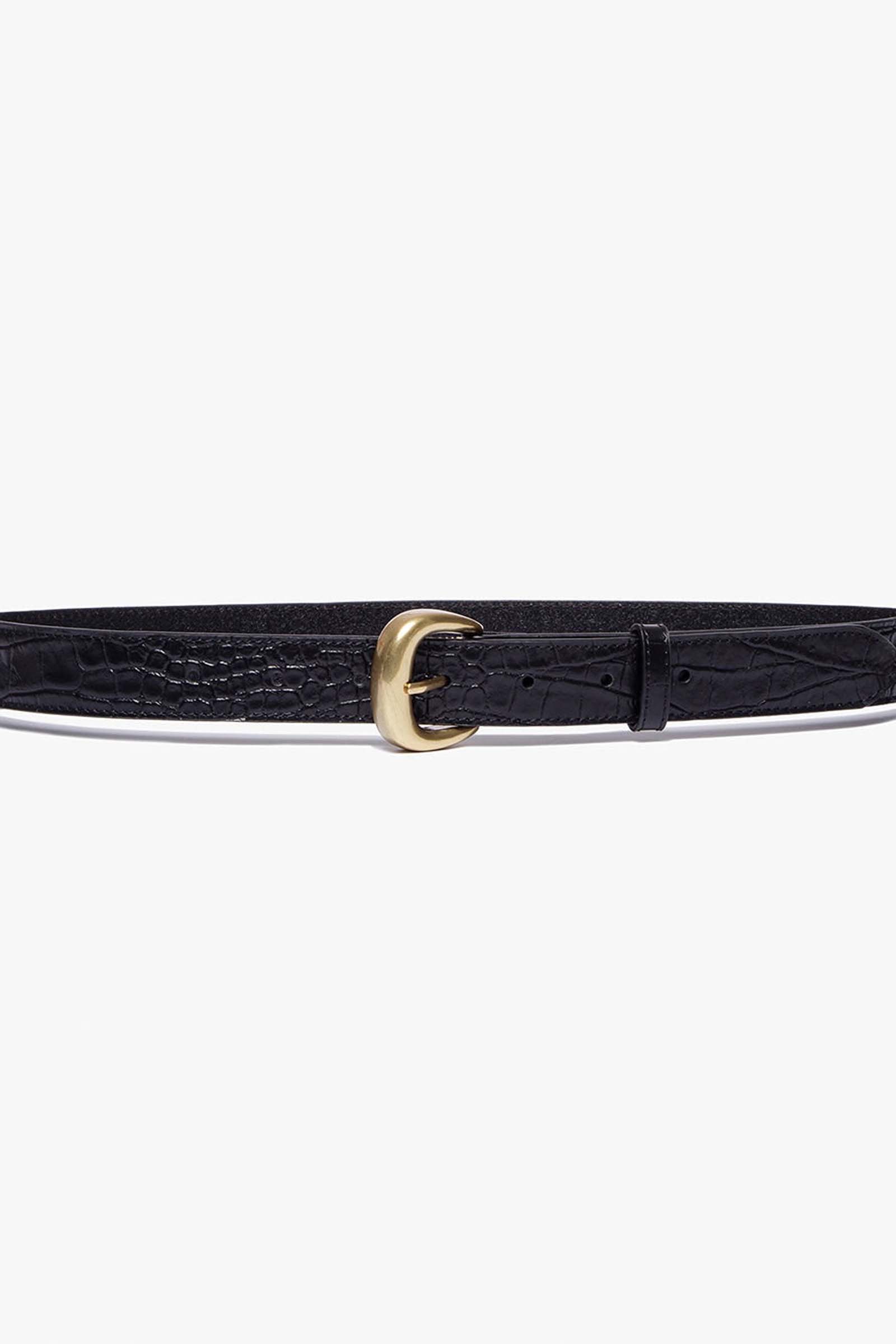 Frame Timeless Buckle Belt - Noir Croc/Gold Hardware 