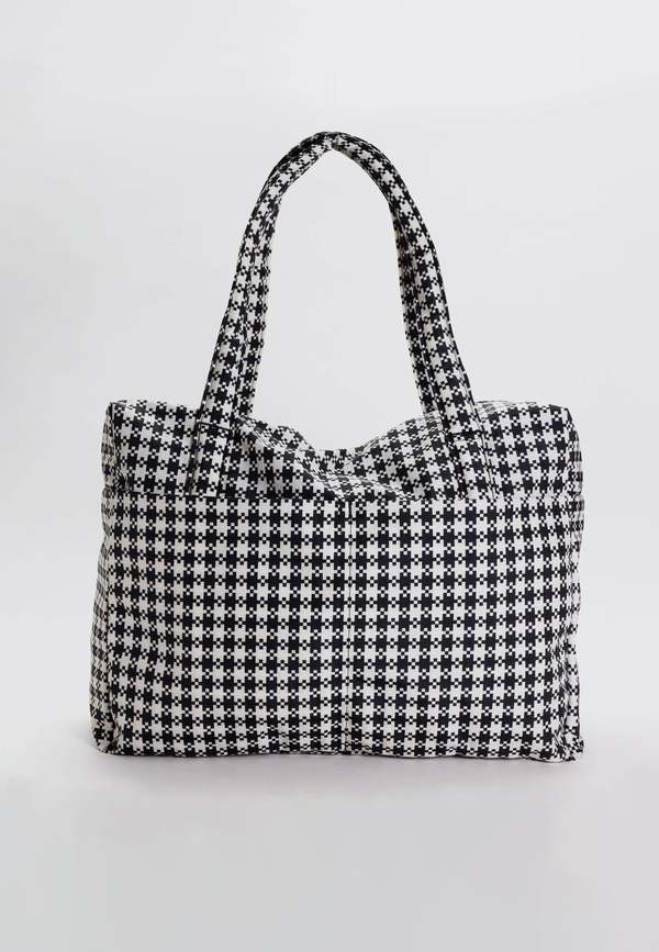 BAGGU Cloud Carry On Bag Black/White Pixel Gingham Garmentory