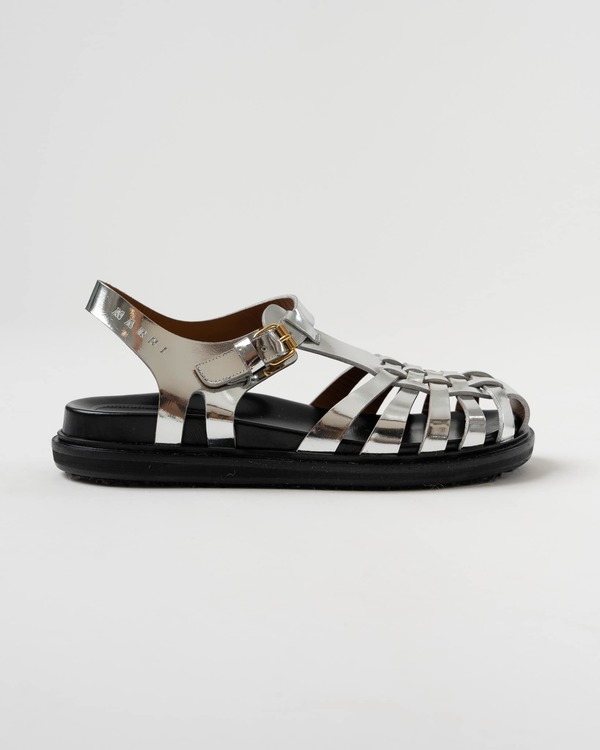 Marni Fisherman Sandal in Mirrored Silver on Garmentory