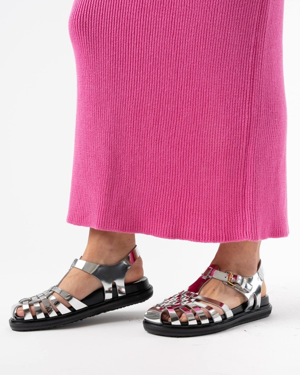 ■MARNI■ Mirrored Leather Fisherman's Sandals Silver SAMS01 Marni Fisherman Sandal in Mirrored Silver | Garmentory