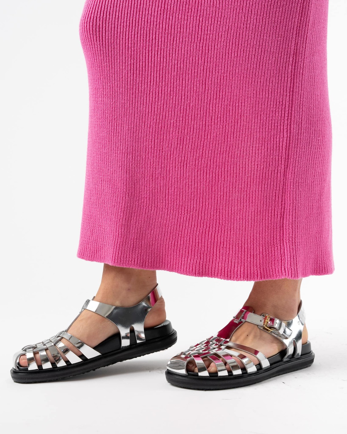 Marni Fisherman Sandal in Mirrored Silver | Garmentory