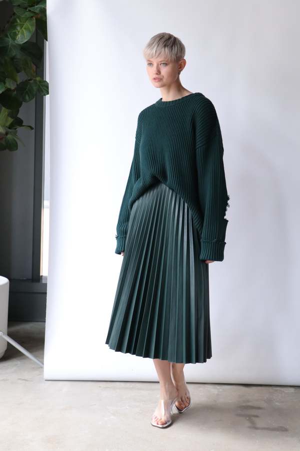 MM6 Maison Margiela Faux Pleated Skirt - Poison Green | Garmentory