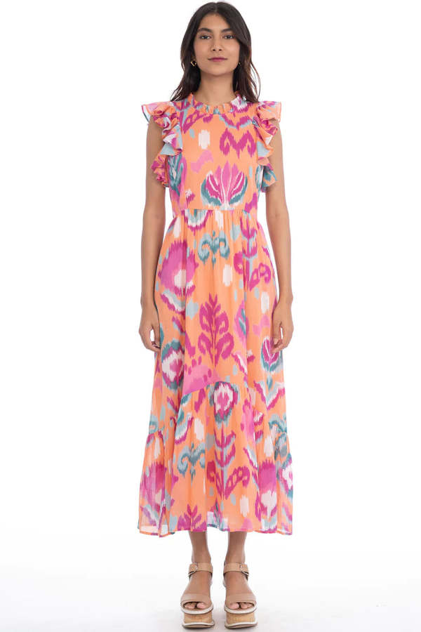 white christmas dresses Pure cotton high low Ikat dress main image 1