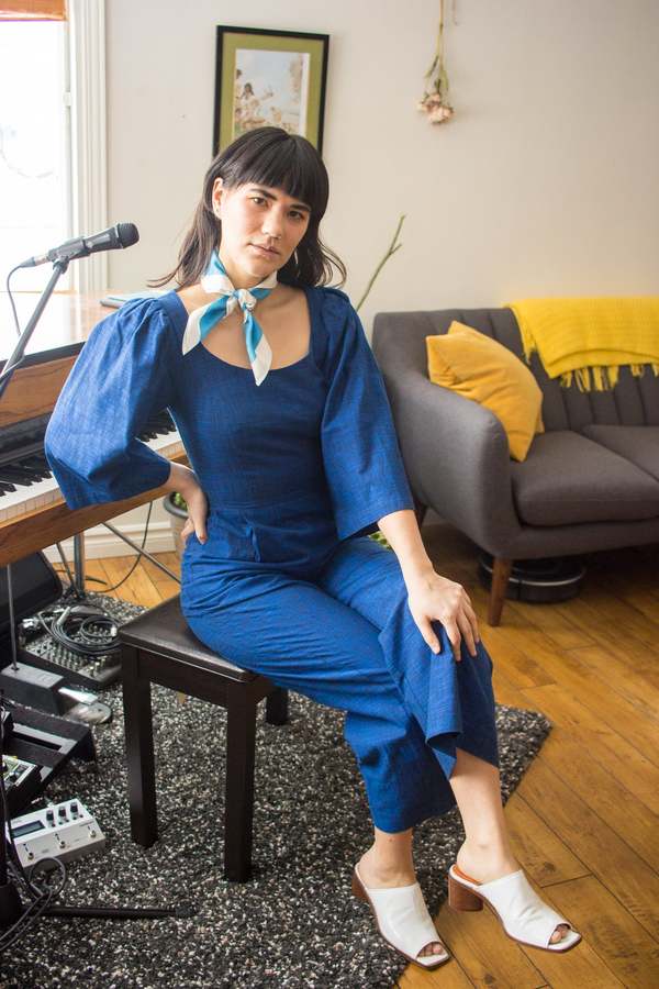 Birds of North America Dickcissel Jumpsuit - Sapphire