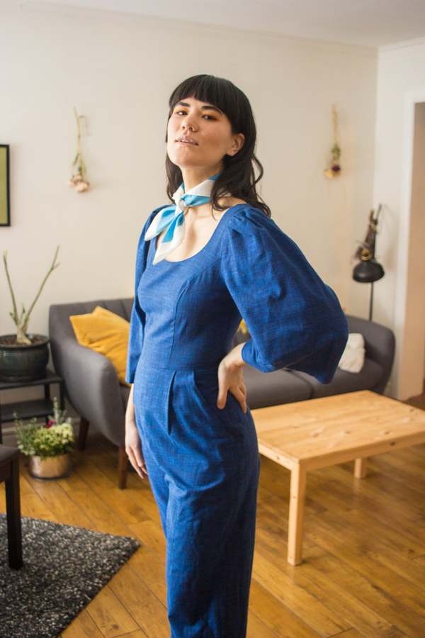 Birds of North America Dickcissel Jumpsuit - Sapphire