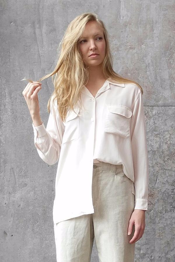 Moth Oddities Vintage 1980's Light Blush Silk Blouse Moth Oddities Vintage 1980's Light Blush Silk Blouse