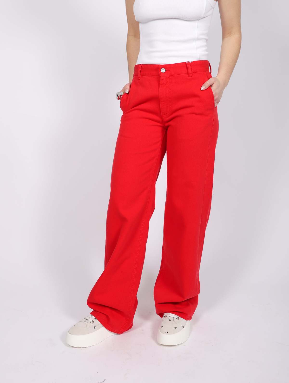 Five Pocket Pants in Red by MM6 Maison Margiela | Garmentory display picture 1
