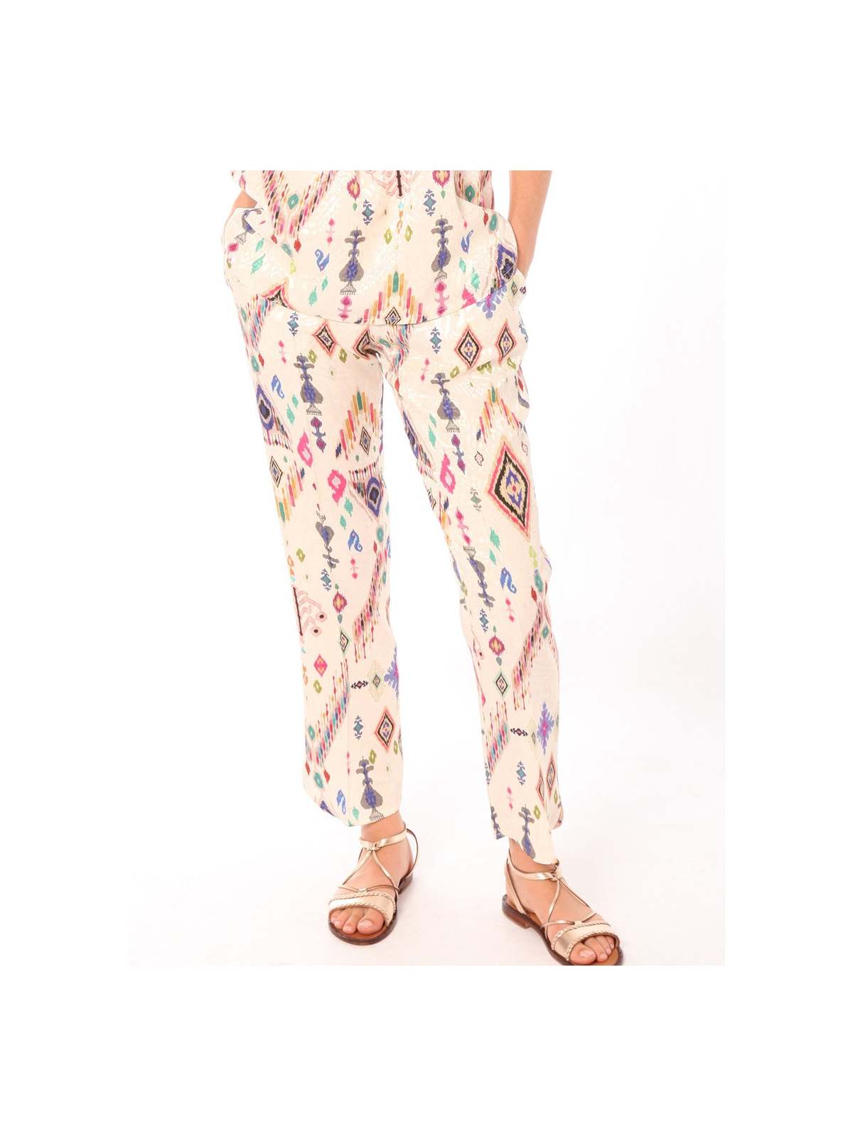 Vilagallo Women's BETI White Pull On Trousers 33276