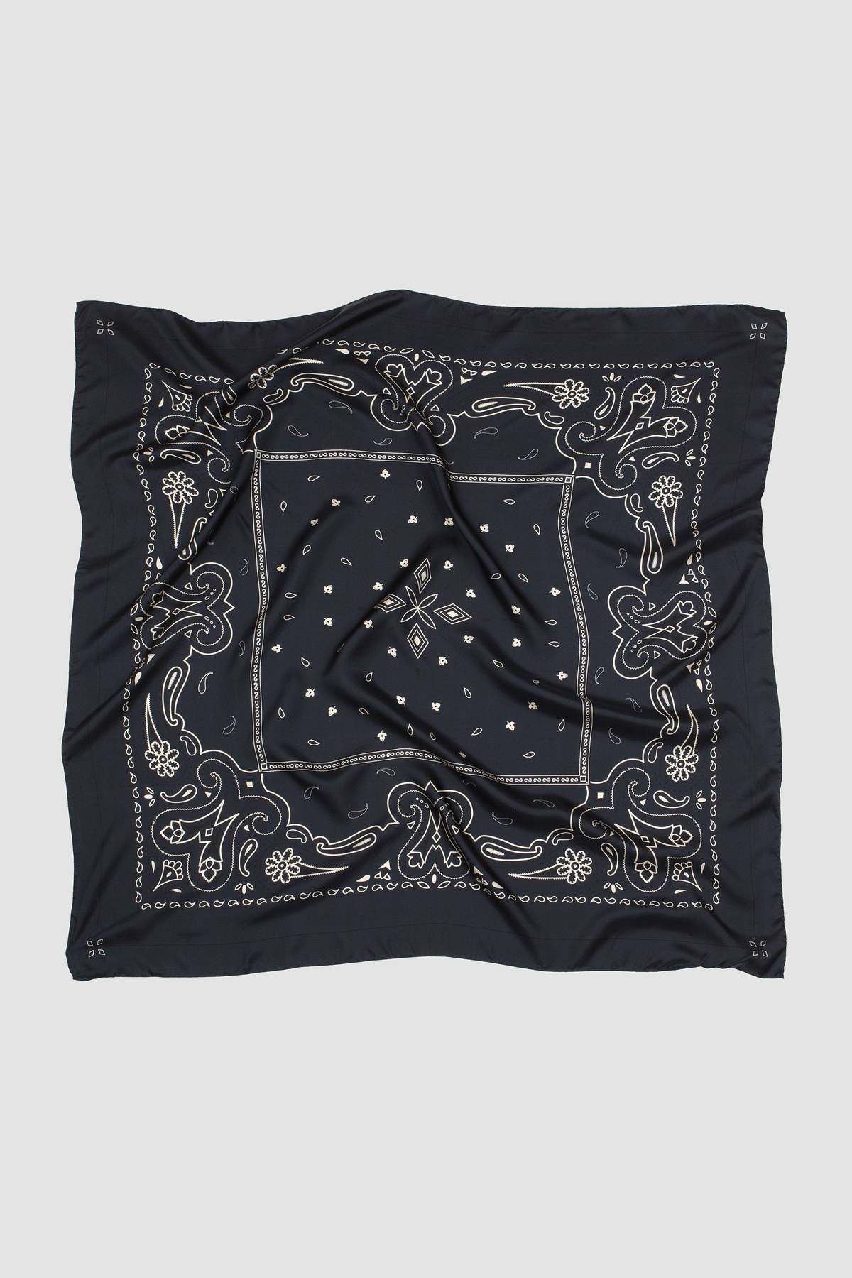 Silk-Scarf-Bandana-Navy-Ecru-