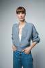 Santicler Reese Crochet Stitch Bomber Jacket - Blue Denim - Thumbnail 1