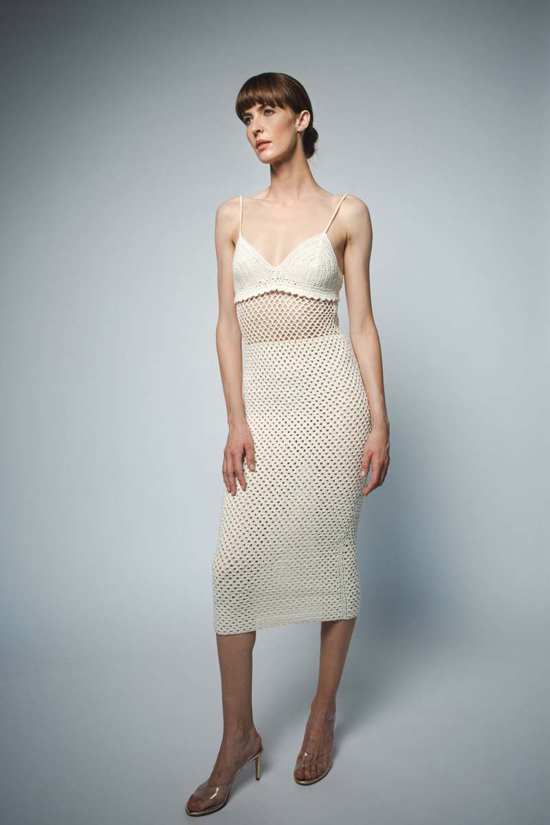 white christmas dresses Catherine Crochet Pearl Maxi Dress - White main image 0