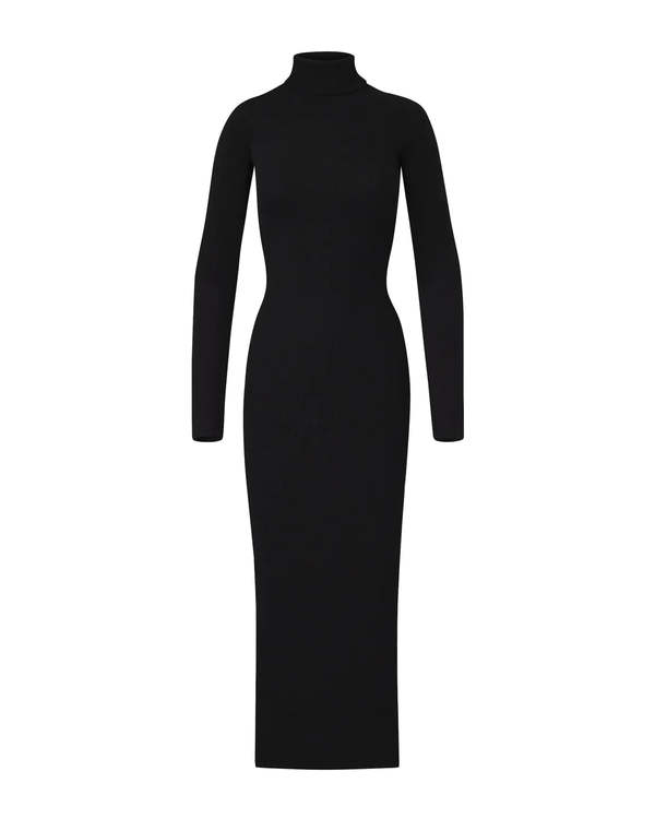 long sleeve solid dress Solid Round Neckline Long Sleeve Dress