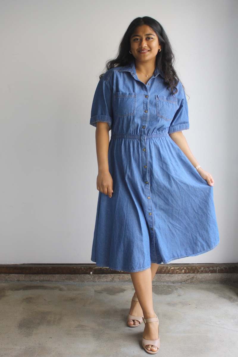 white christmas dresses Circle Dress in Denim by Hemet – Glitz Glam and Rebellion main image 1