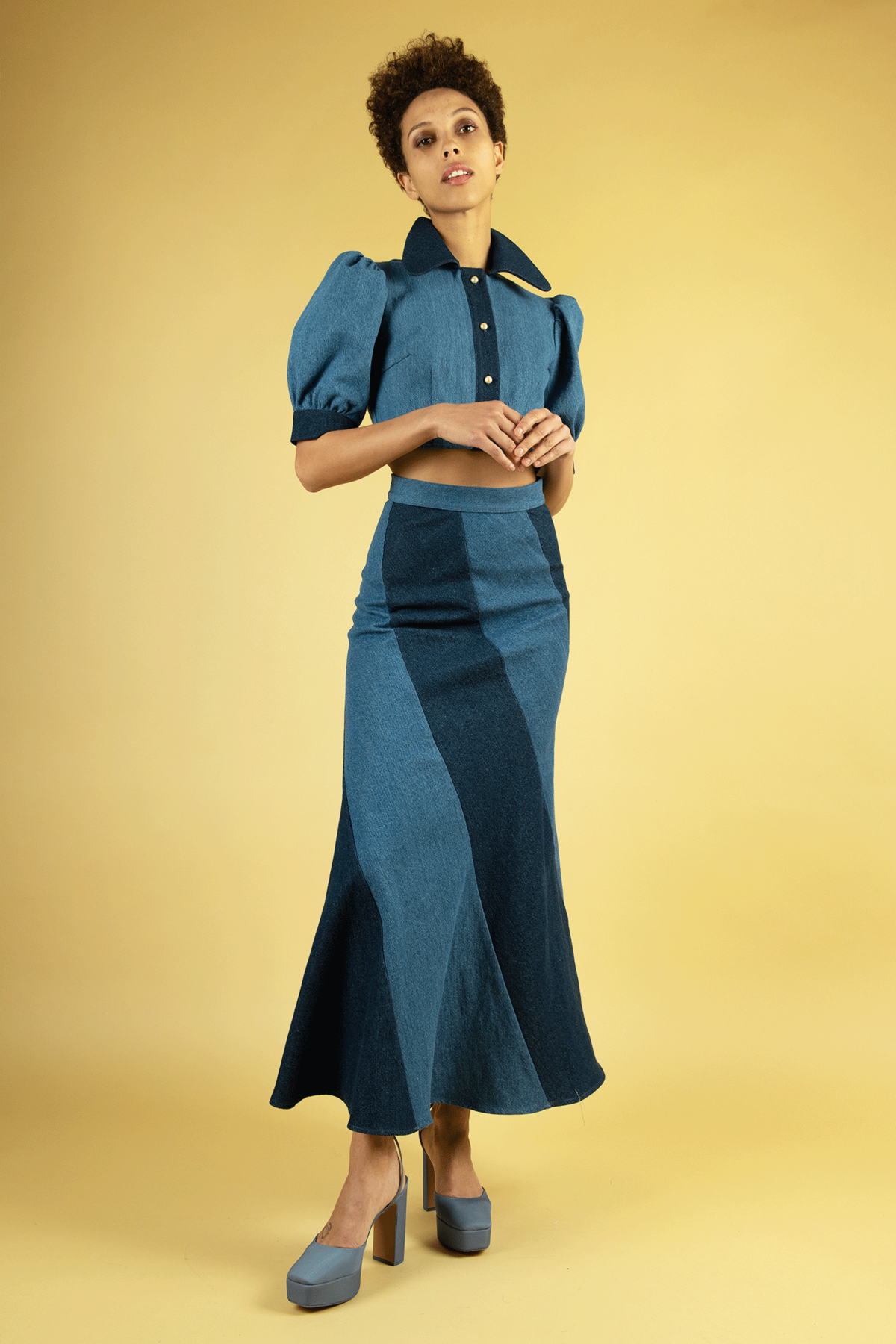 BATSHEVA Cera Skirt - Blue Denim - Image 2 of 3