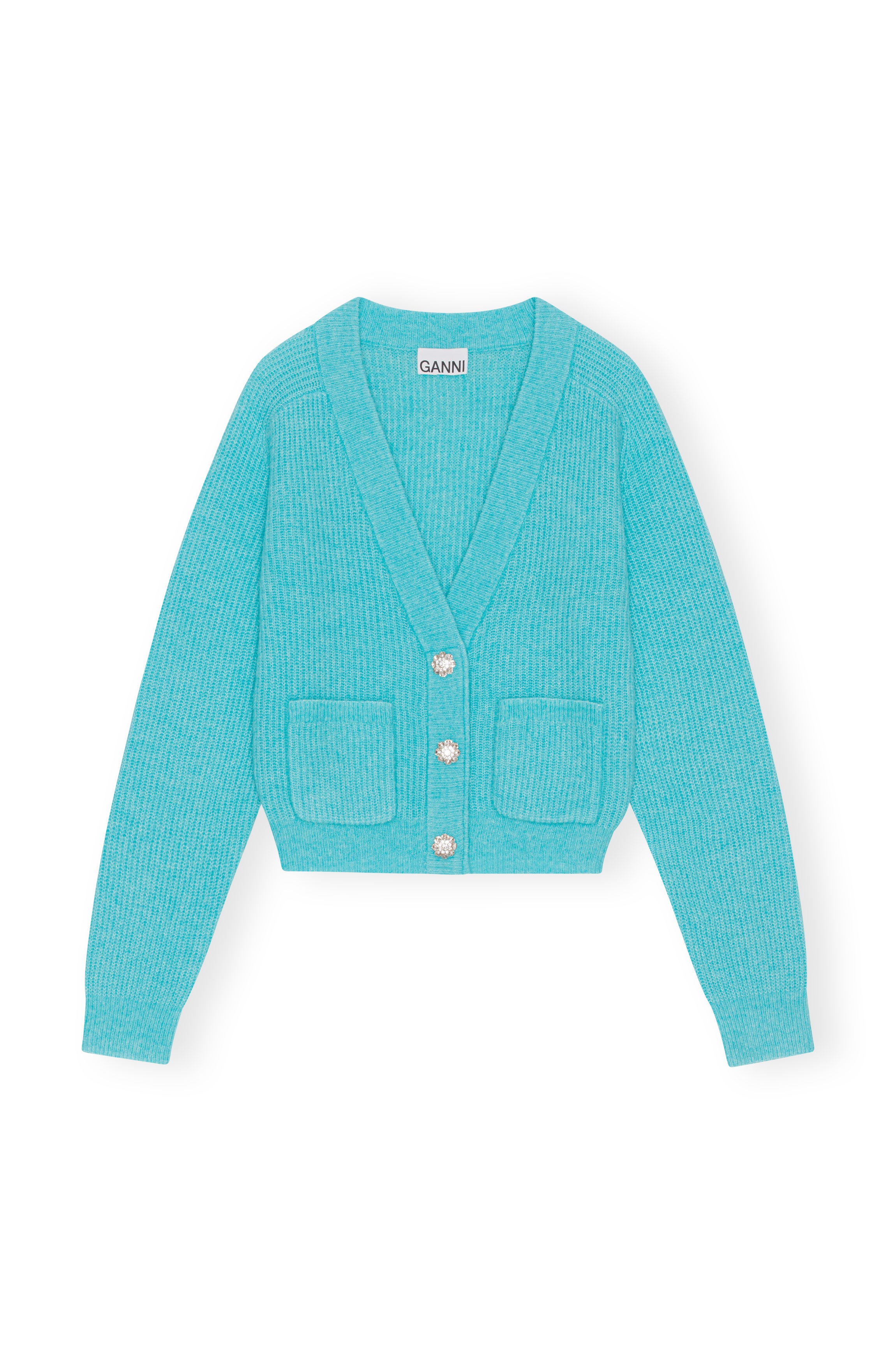 Ganni Wool Cardigan Blue Curacao Garmentory