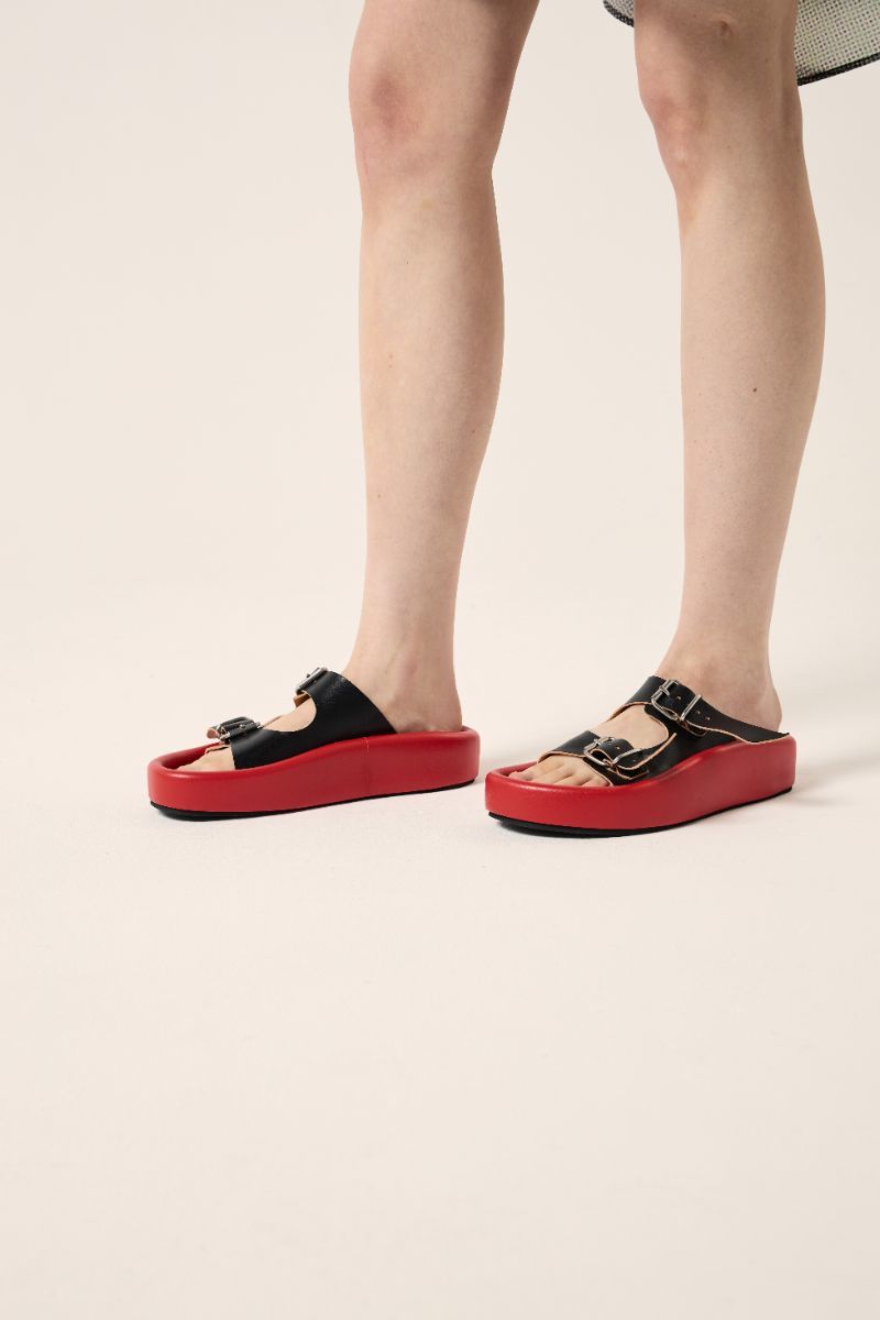 MM6 Maison Margiela Buckle strap sandals - Black/Red MM6 Maison Margiela Buckle strap sandals - Black/Red