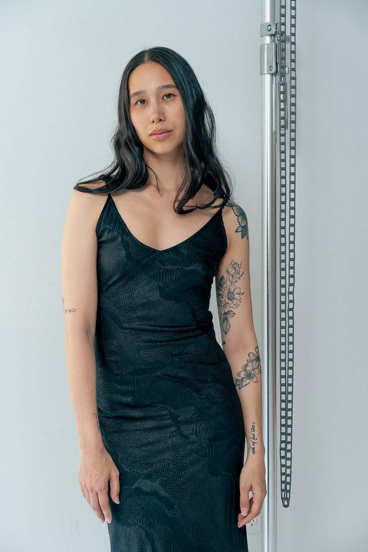 RUJUTA SHETH Monica Slip Dress - Black Bespatter Print | Garmentory