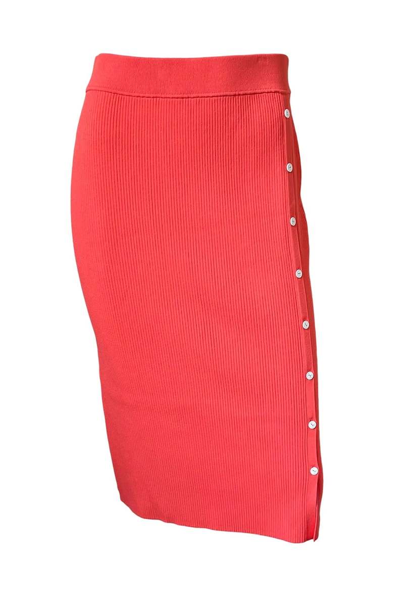 button coral skirt