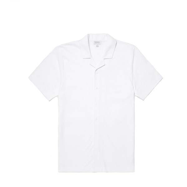 Sunspel Riviera Camp Collar S/S Polo - WHITE