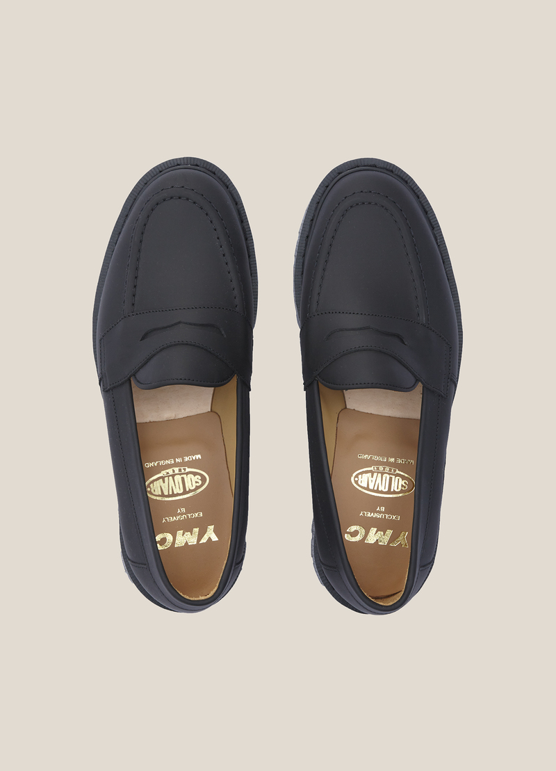 Solovair x YMC Greasy Leather Penny Loafer - Black