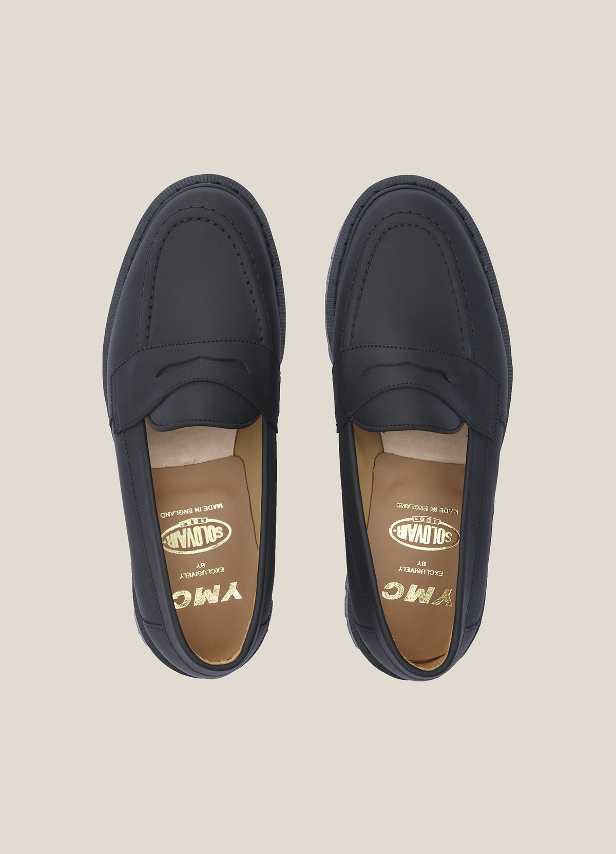 Solovair x YMC Greasy Leather Penny Loafer - Black - Image 3 of 4