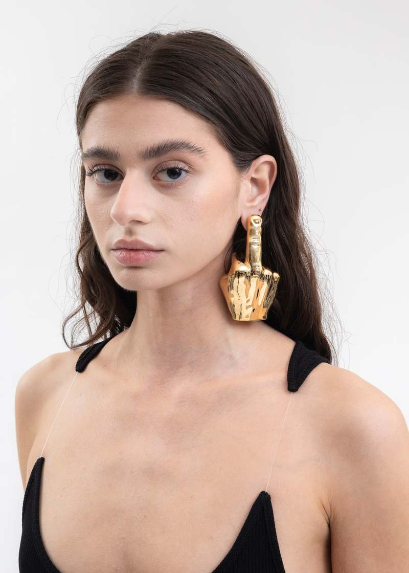 Y/project Single Fuck U Single Earring - Gold | Garmentory