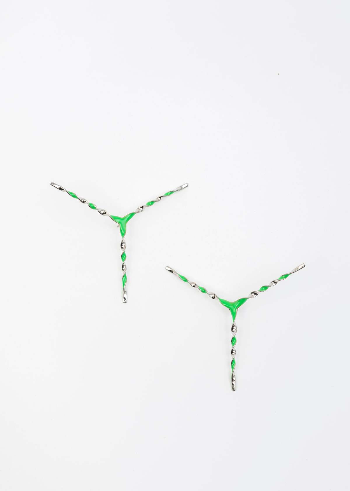 Y/project Single Helix Y Earring - Lime/Silver  - Image 1 of 6