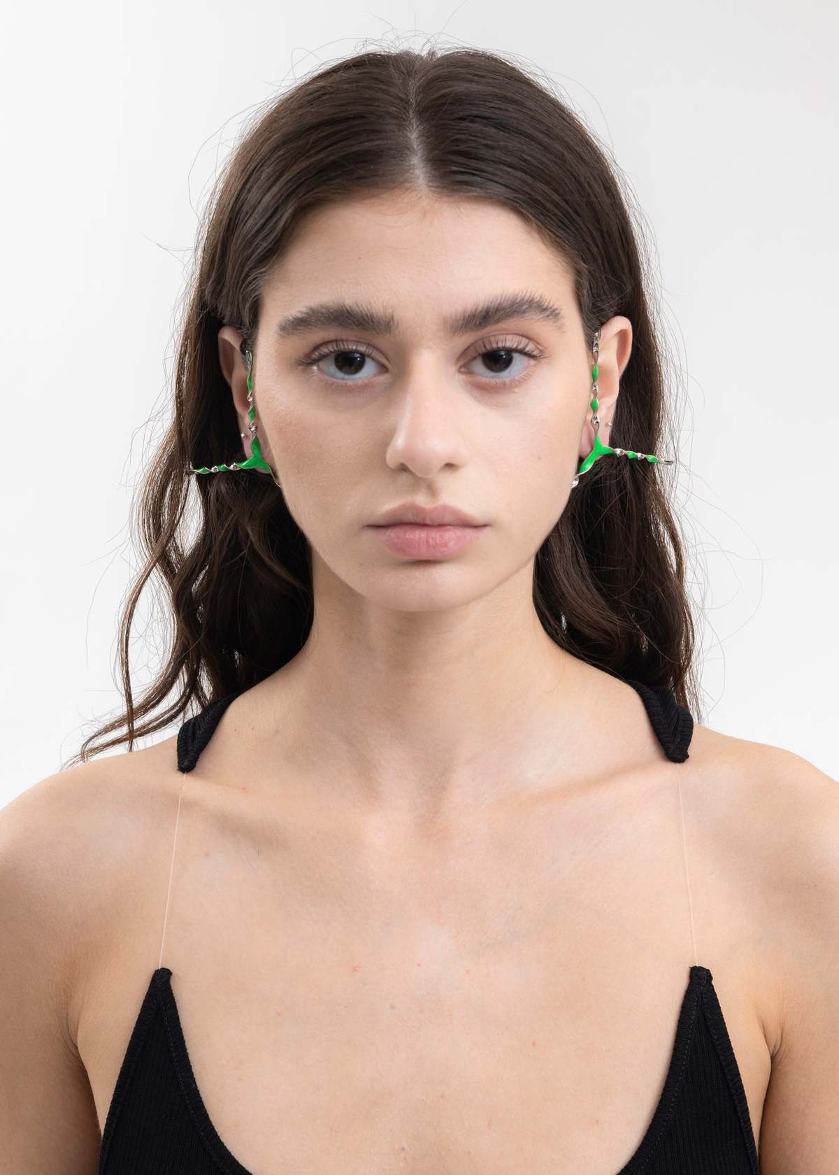 Y/project Single Helix Y Earring - Lime/Silver  - Image 3 of 6