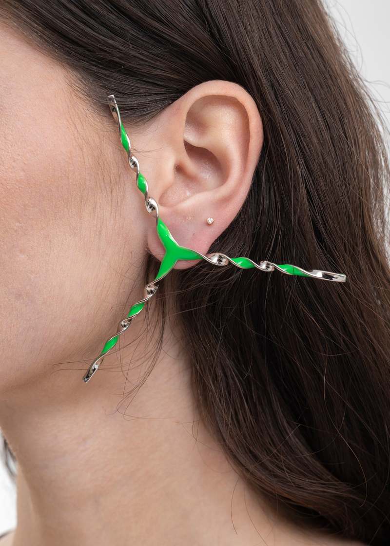 Y/project Single Helix Y Earring - Lime/Silver 