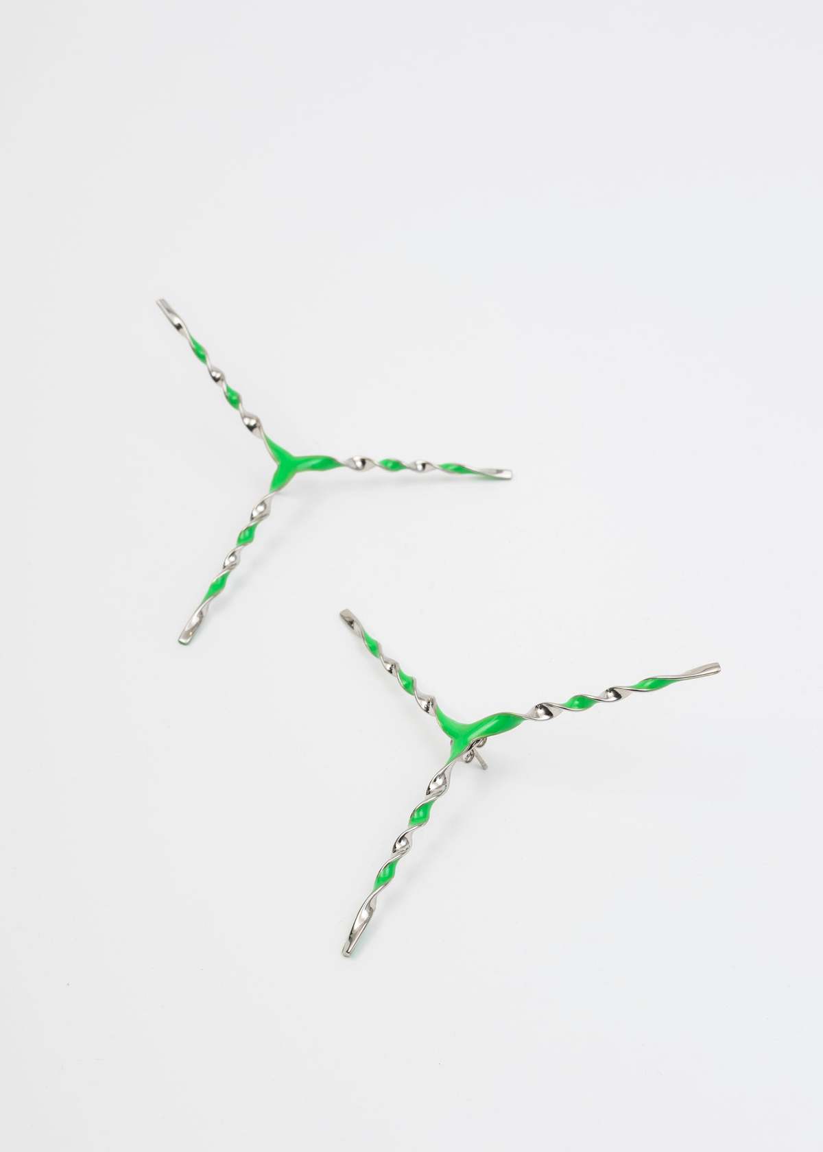 Y/project Single Helix Y Earring - Lime/Silver  - Image 6 of 6