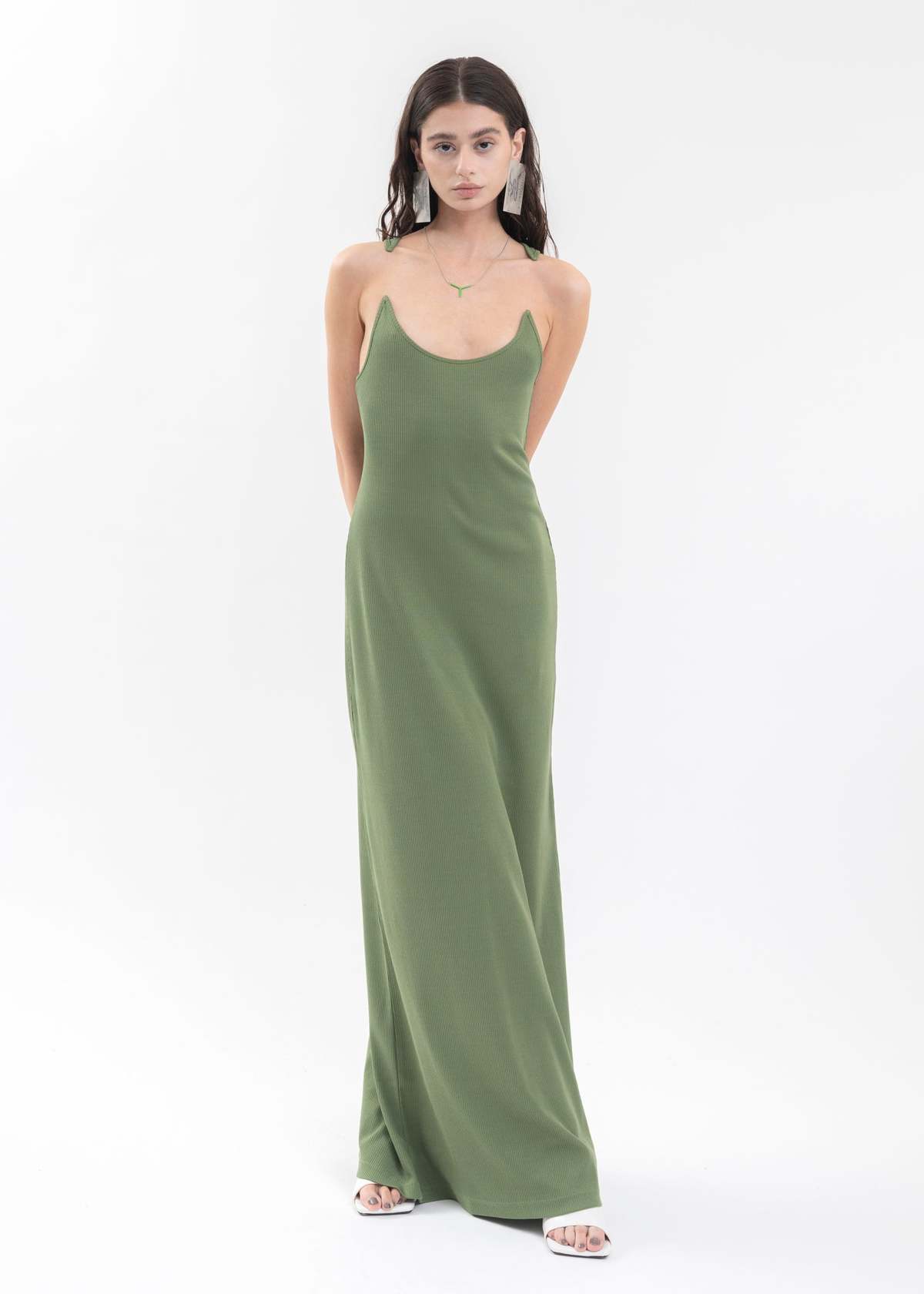 Y/Project Invisible Strap Dress - Olive | Garmentory