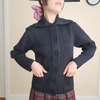 70’s Black Knit Collared Folk Cardigan - Thumbnail 2