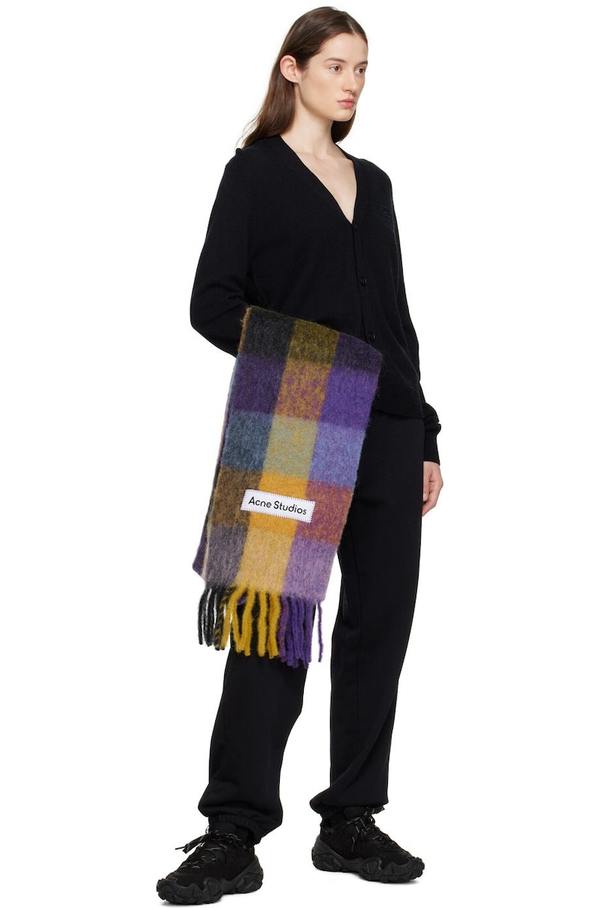 Acne Studios Check Scarf - Anthracite gray/Yellow | Garmentory