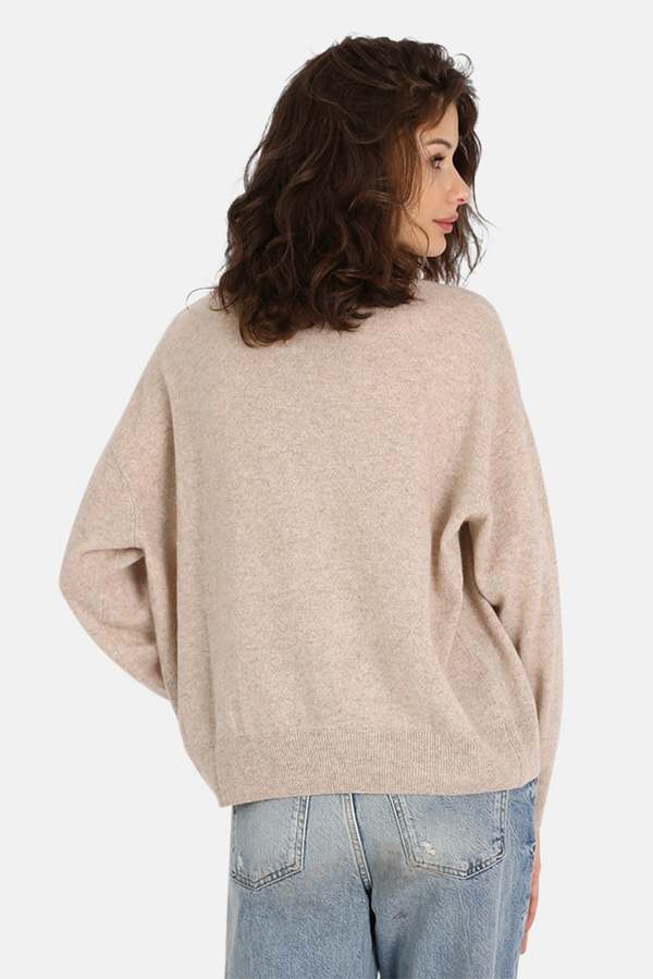 Minnie Rose Cotton Cashmere Boxy Crew Neck Top Black main image 1