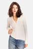 Minnie Rose Fine Silk/Cashmere Henley V Neck - White - Thumbnail 1